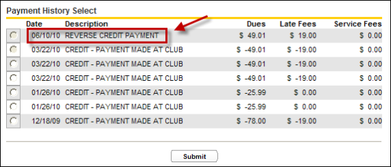 Reverse Club Payment